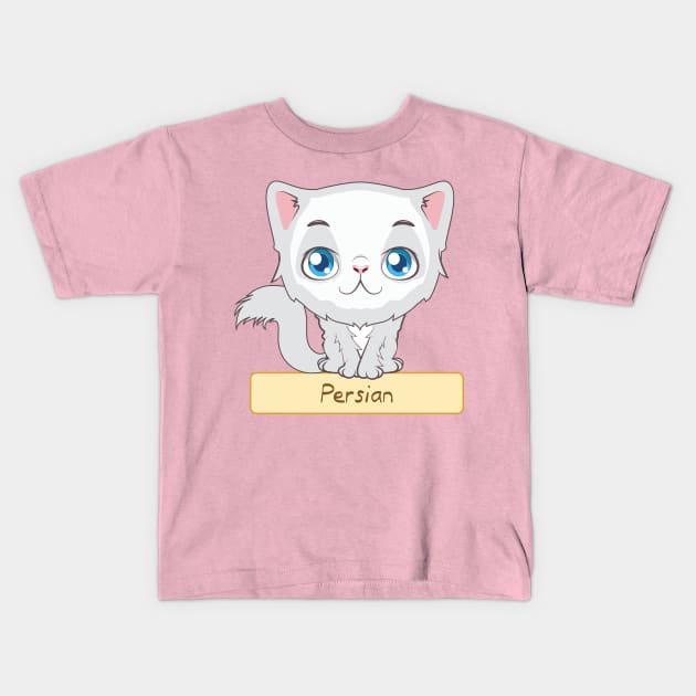 Persian Cat Kids T-Shirt by Garlicky